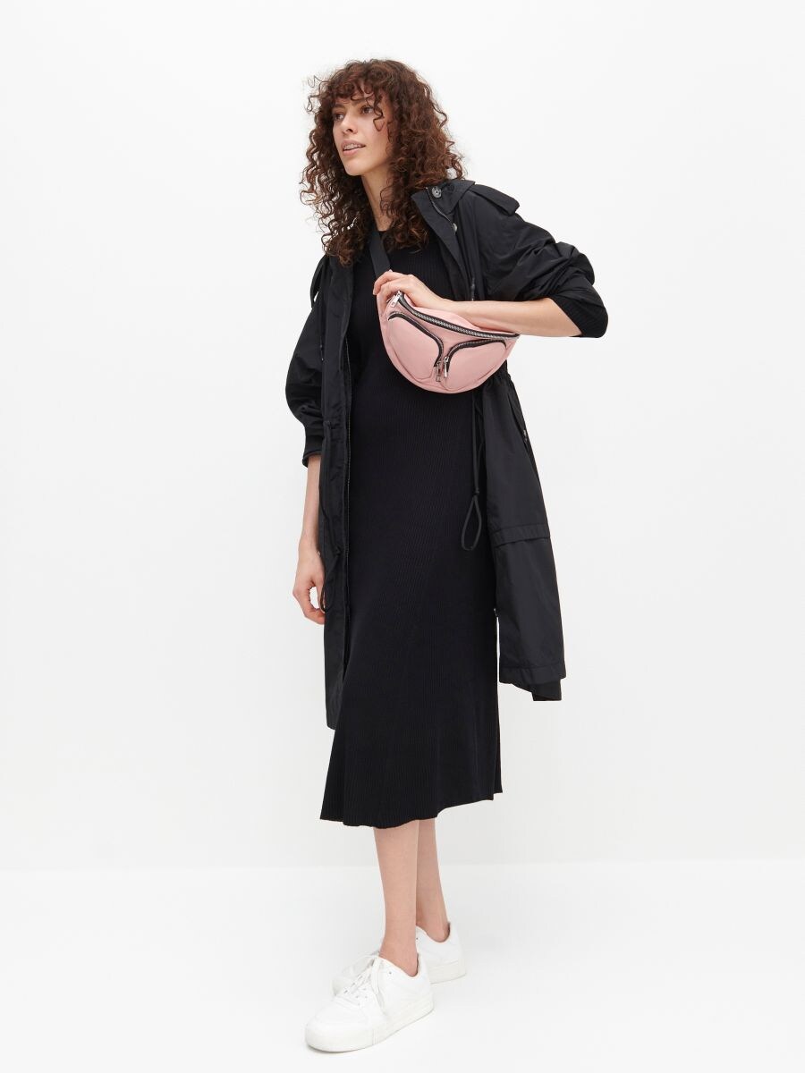 bershka longline belted padded puffer coat in ecru