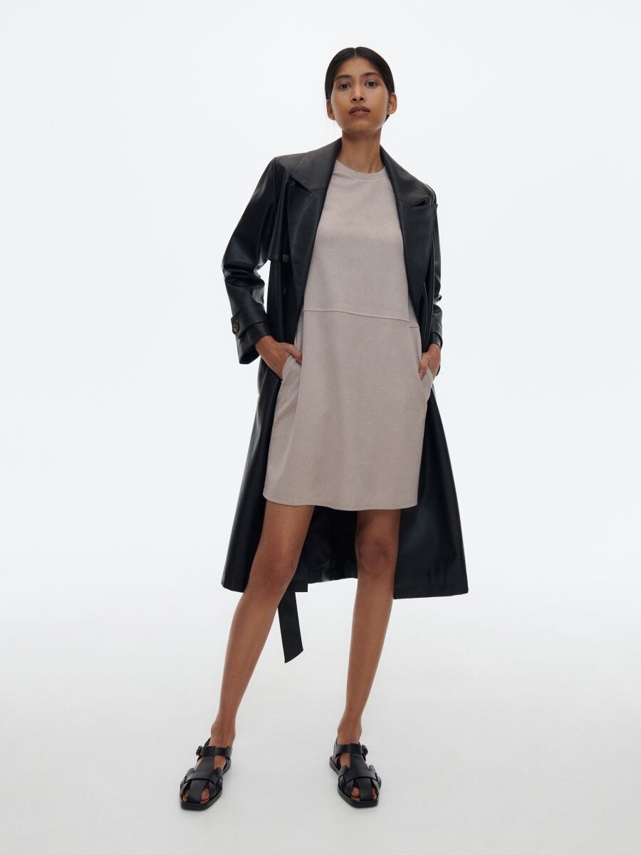 suede coat dress