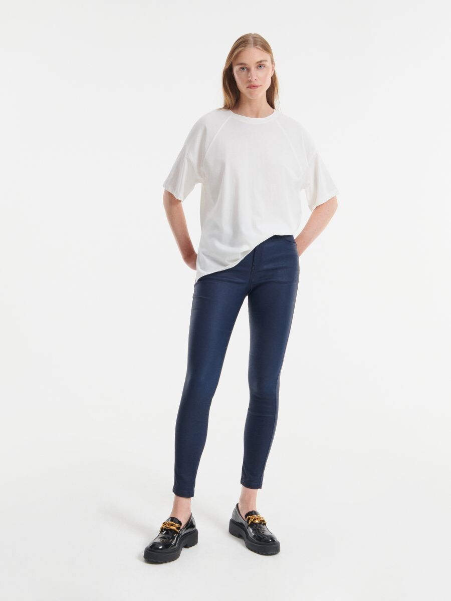 navy skinny fit trousers