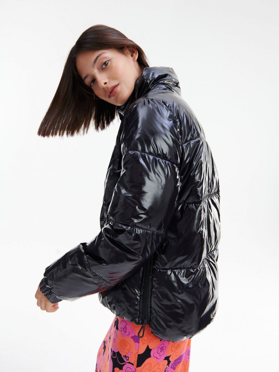 reserved black puffer jacket