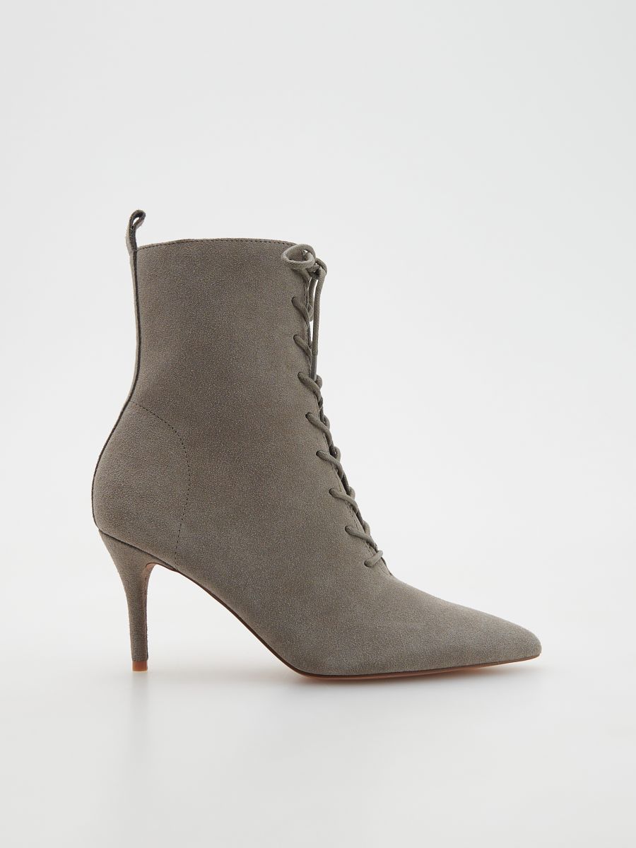 light grey lace up boots