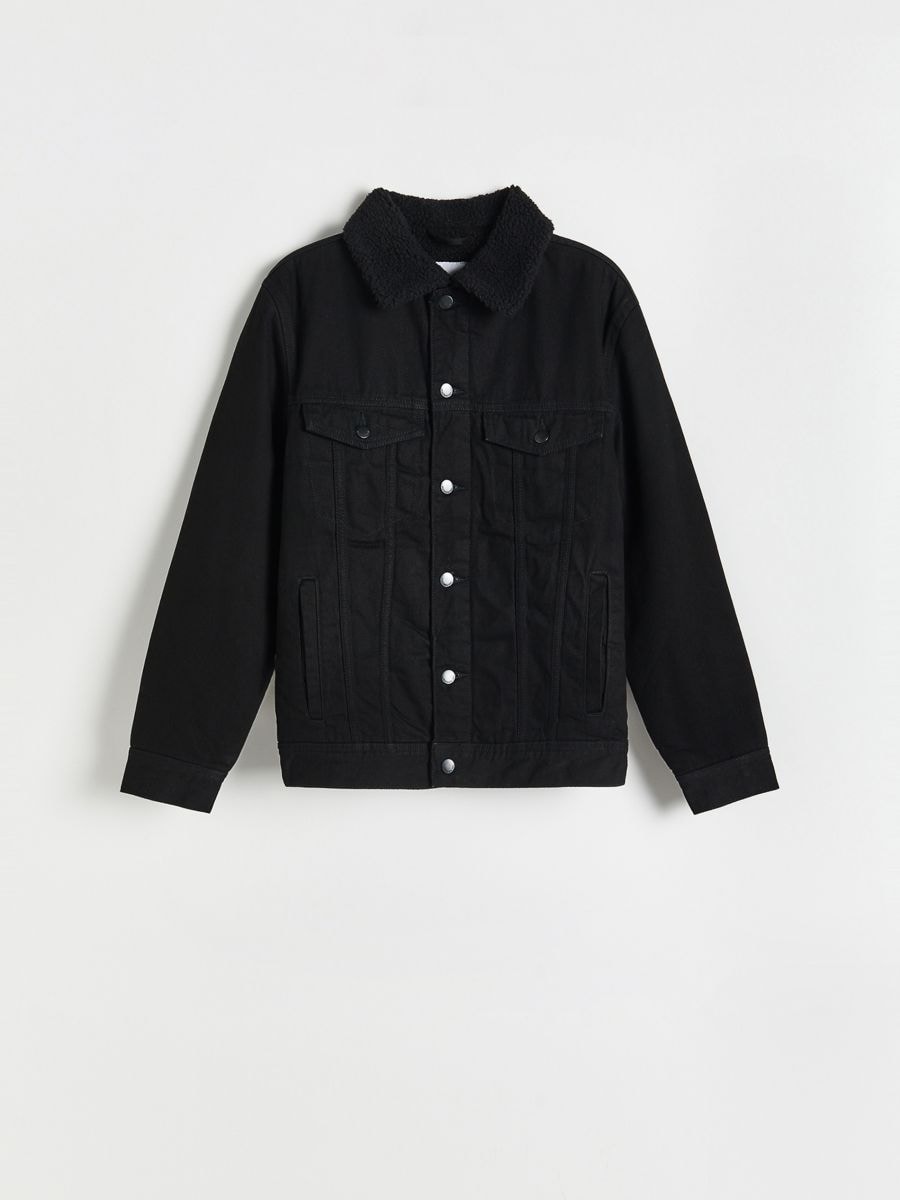 denim sherpa jacket black