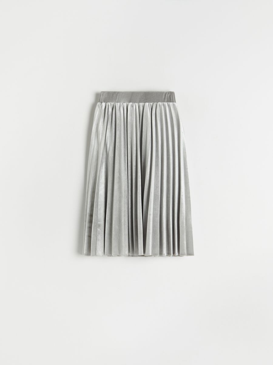 dark grey metallic pleated skirt