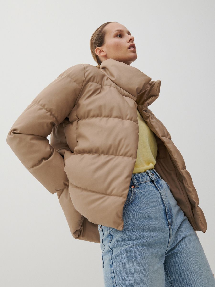 tan quilted jacket