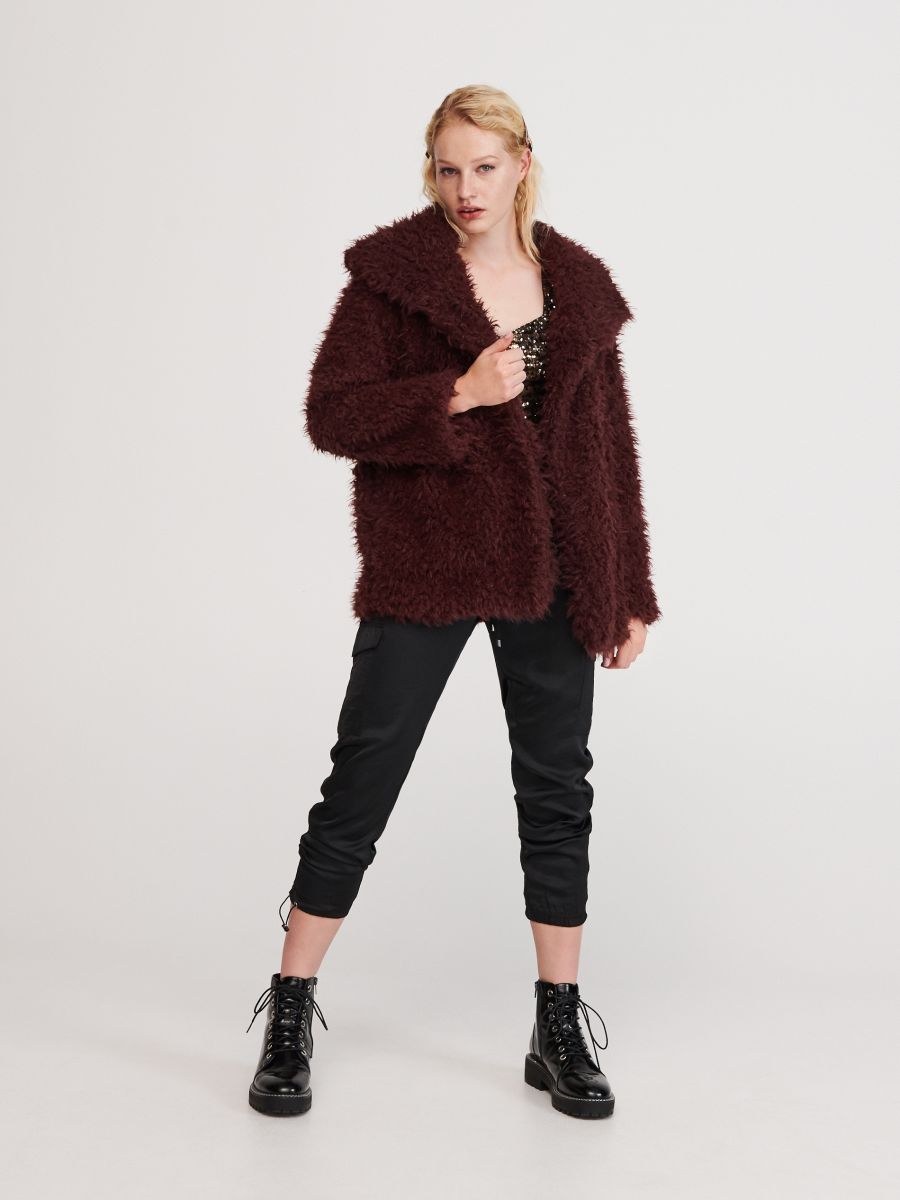 maroon shearling jacket