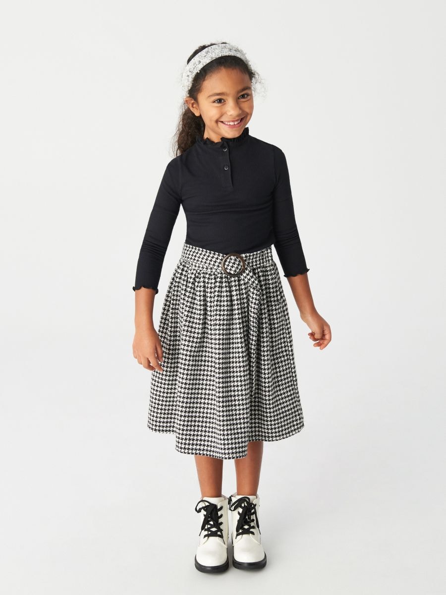 dogtooth midi skirt