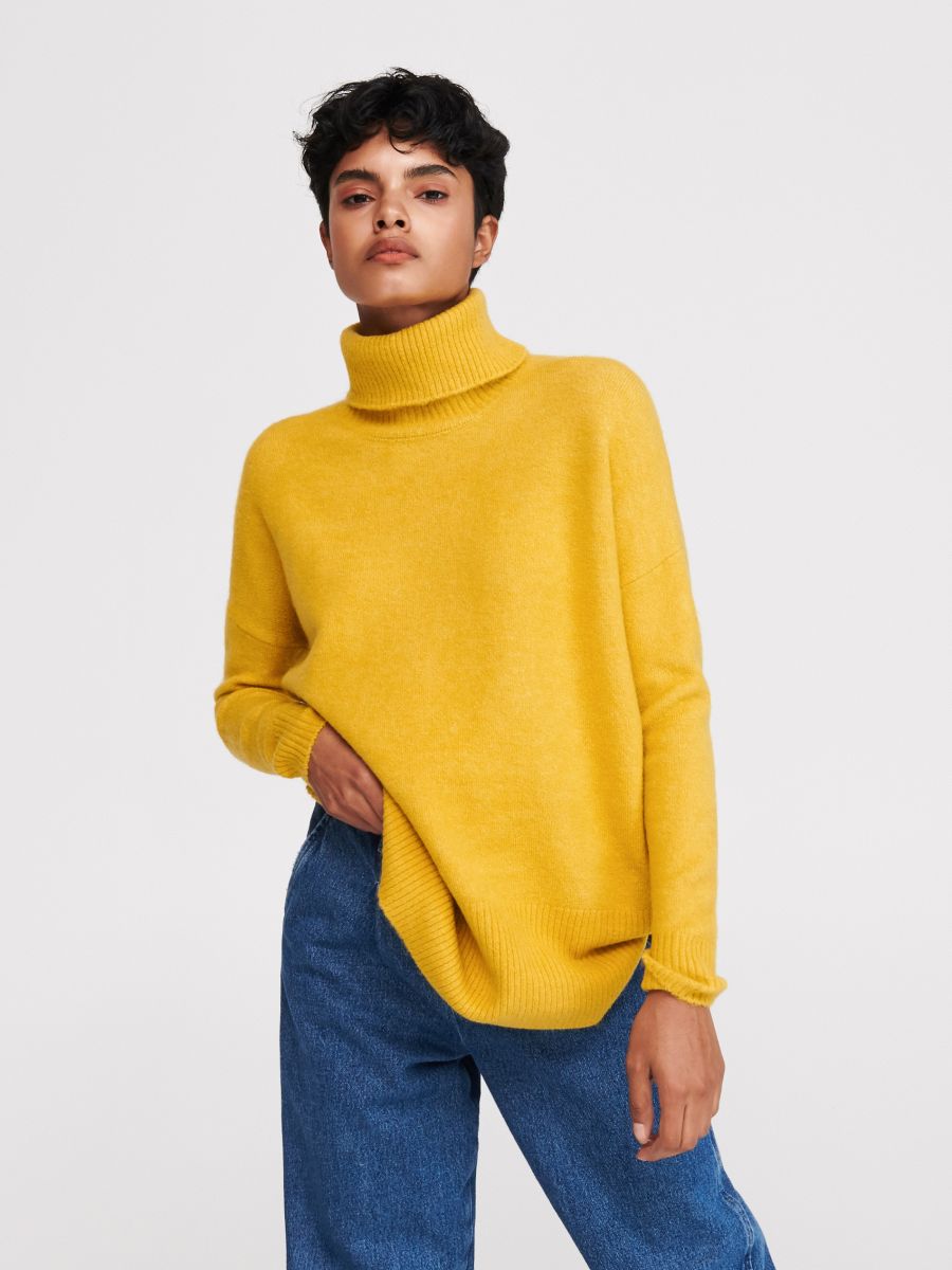 yellow roll neck jumper