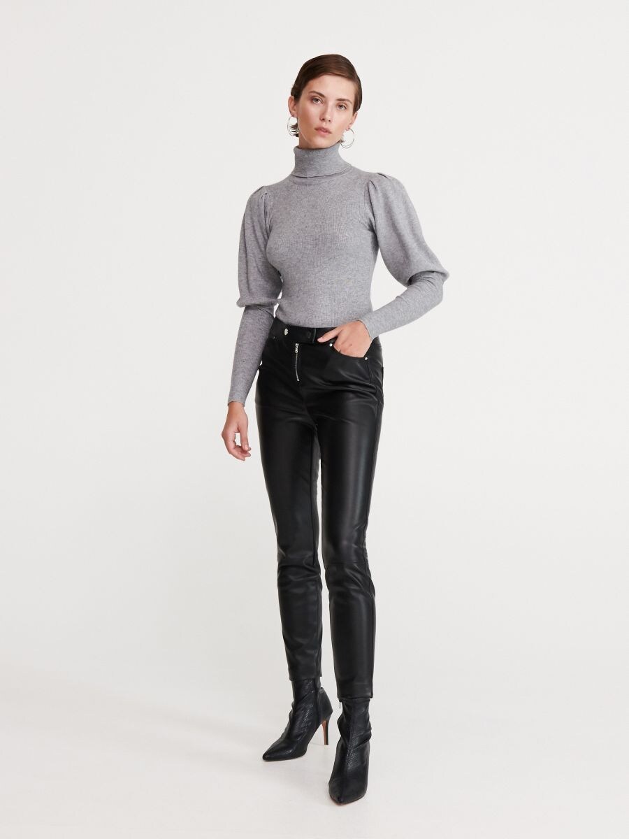 black puff sleeve turtleneck