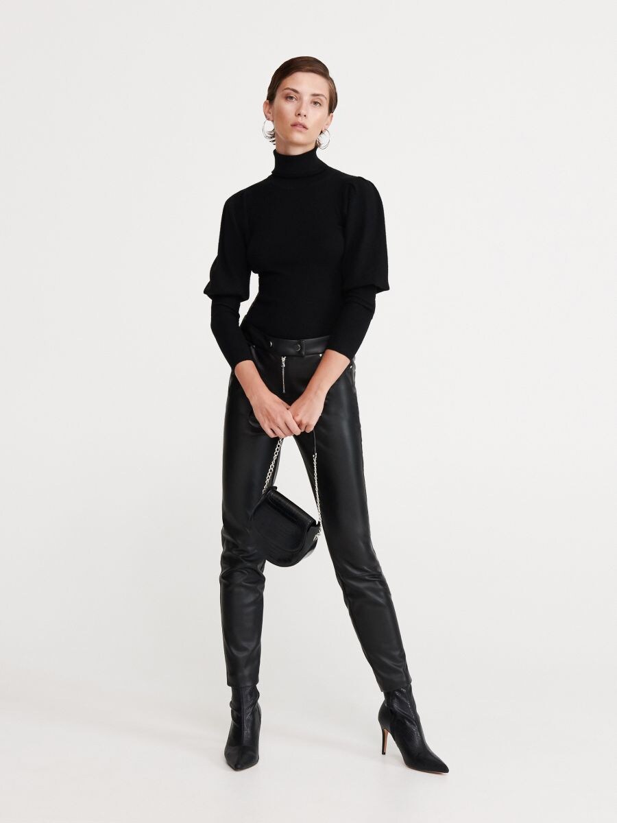 black puff sleeve turtleneck