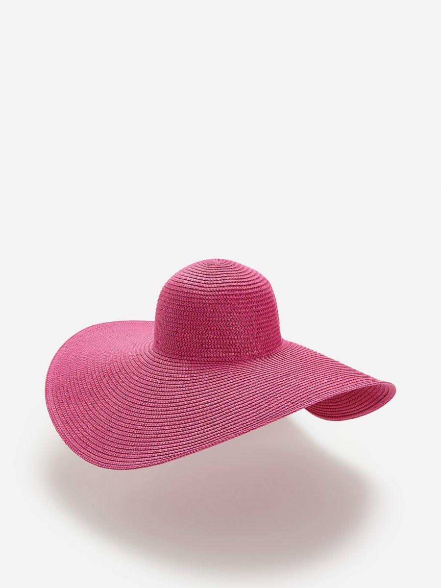 wide brim pink hat